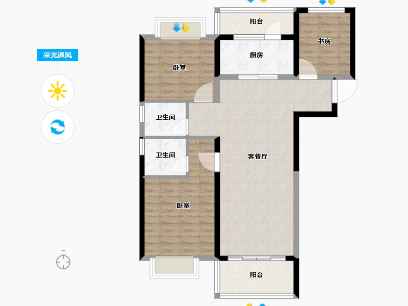 湖南省-怀化市-怀化·碧桂园-91.53-户型库-采光通风