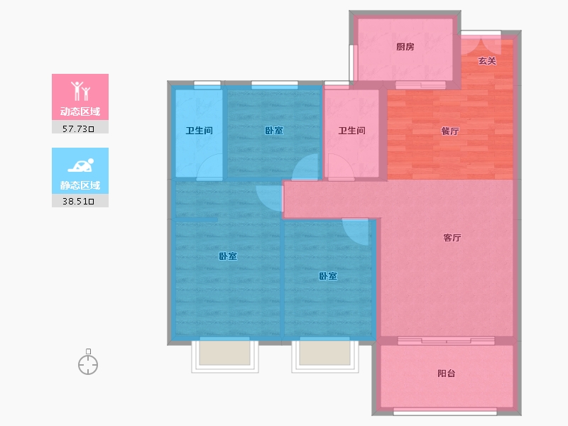 湖南省-衡阳市-楚江大厦-86.96-户型库-动静分区