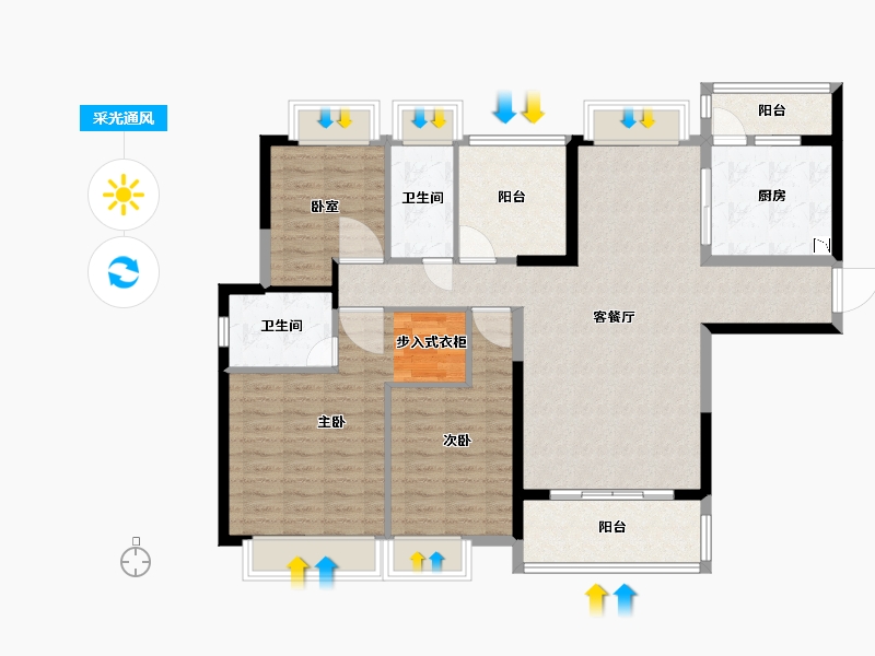 广东省-广州市-宏宇天御江畔-114.00-户型库-采光通风