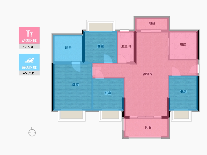 广东省-惠州市-文鼎华府-93.40-户型库-动静分区