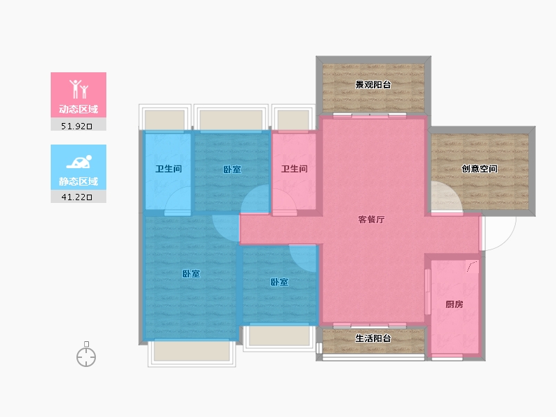 广东省-湛江市-山湖海·奥园江山府-106.30-户型库-动静分区