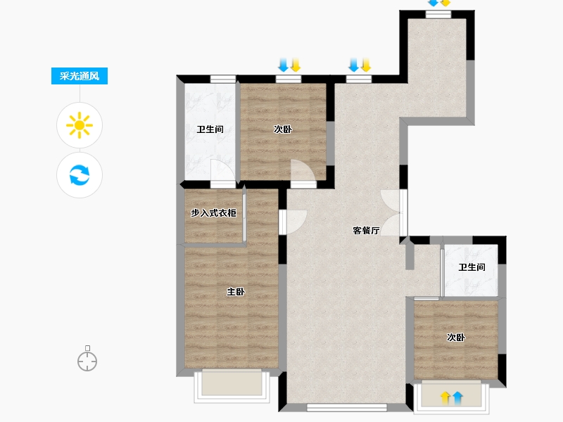 吉林省-长春市-良品柏宏筑福里-79.94-户型库-采光通风