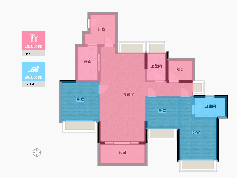 广东省-惠州市-金裕星河丹堤-92.98-户型库-动静分区