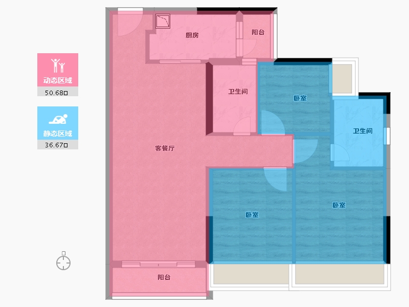 广东省-广州市-叠溪花园-78.00-户型库-动静分区