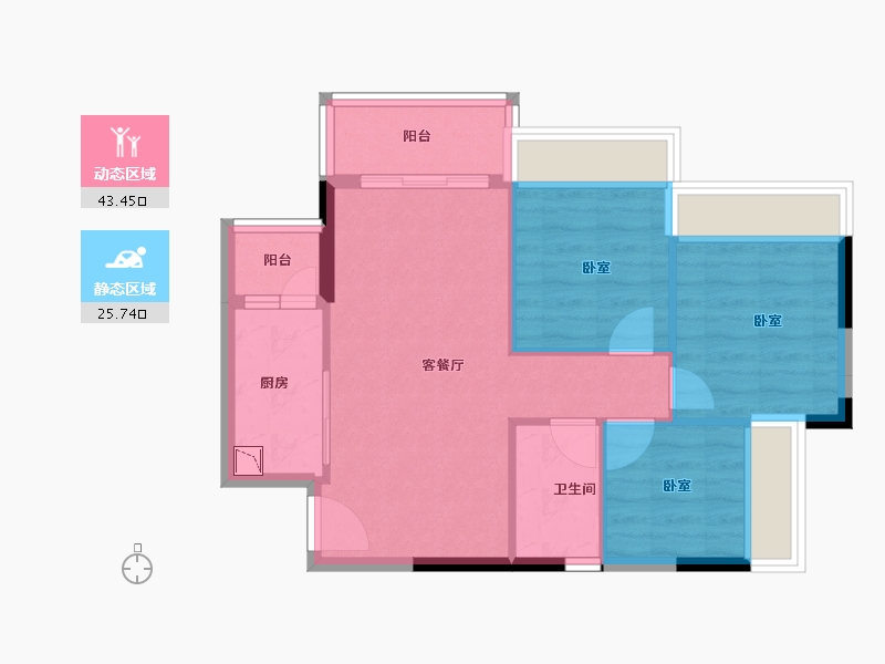 广东省-广州市-叠溪花园-62.00-户型库-动静分区