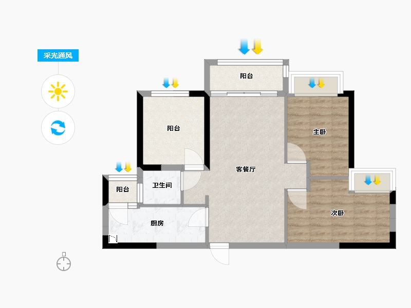 广东省-广州市-宏宇天御江畔-66.00-户型库-采光通风