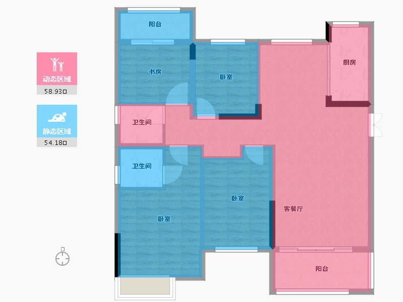 湖南省-怀化市-洪江江东府-101.82-户型库-动静分区