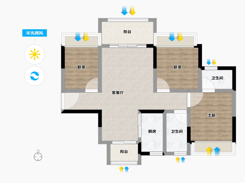 广东省-肇庆市-敏捷水映澜山-84.62-户型库-采光通风