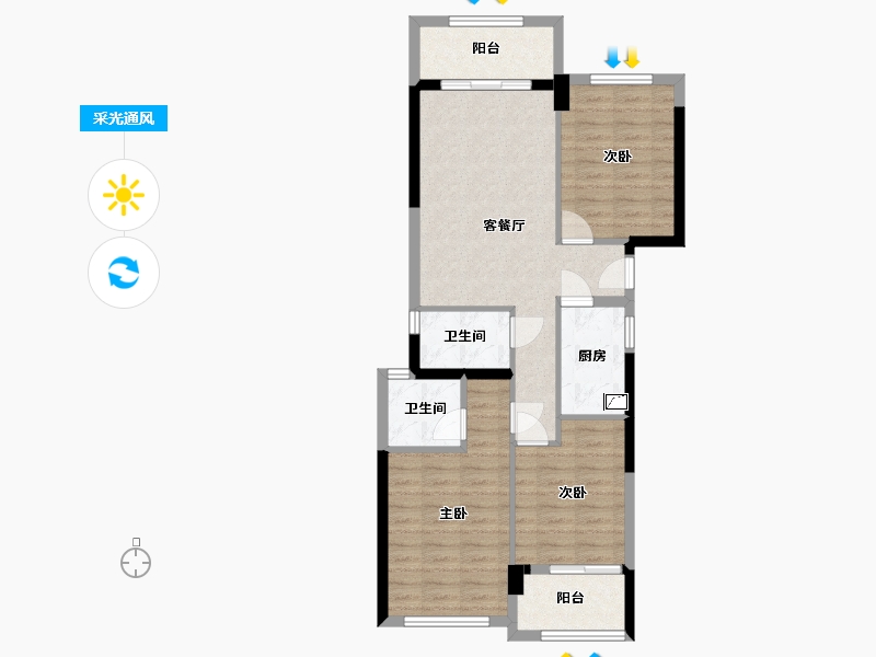 福建省-福州市-名城紫金轩-79.72-户型库-采光通风