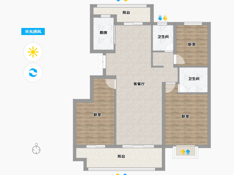 安徽省-黄山市-诚瑞江苑-99.97-户型库-采光通风