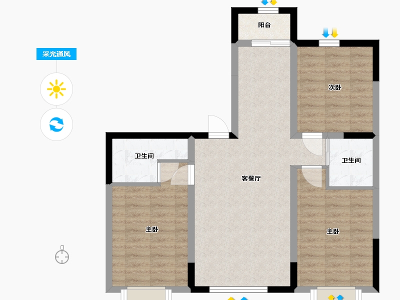 吉林省-长春市-良品柏宏筑福里-75.70-户型库-采光通风