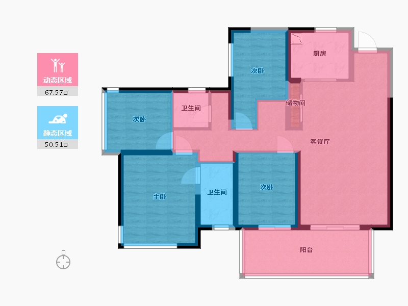 广西壮族自治区-南宁市-万科金域中央-105.10-户型库-动静分区