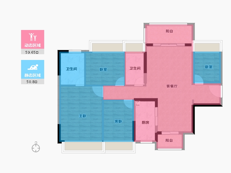 广东省-肇庆市-敏捷水映澜山-98.65-户型库-动静分区