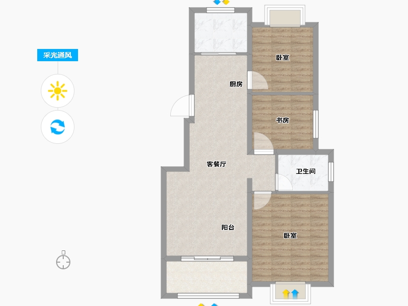 安徽省-黄山市-祥龙阳光绿洲-86.00-户型库-采光通风