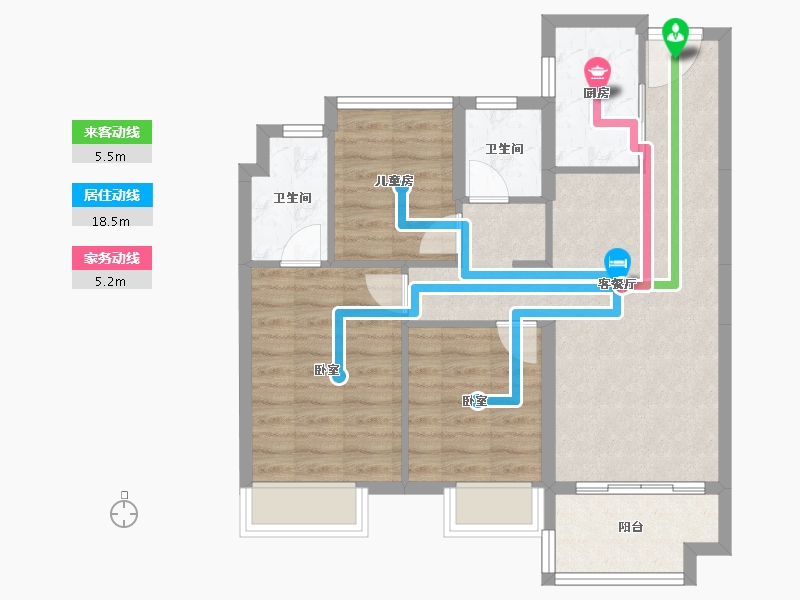 广东省-深圳市-万科中天宏远魅力之城-74.07-户型库-动静线