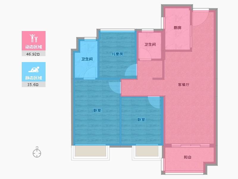 广东省-深圳市-万科中天宏远魅力之城-74.07-户型库-动静分区