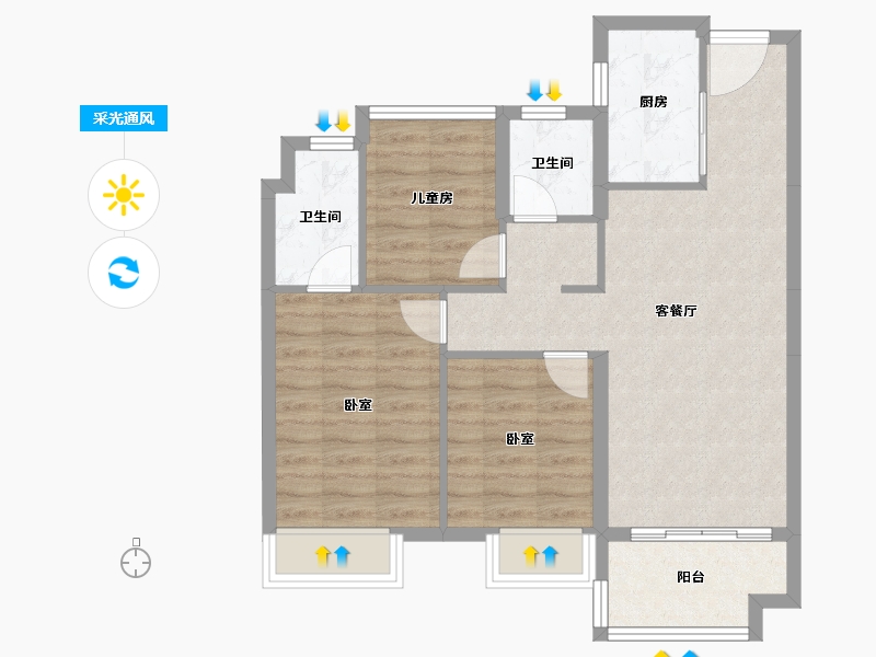 广东省-深圳市-万科中天宏远魅力之城-74.07-户型库-采光通风