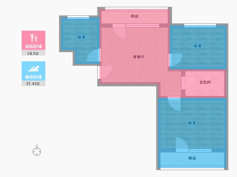 辽宁省-大连市-金地华府二期-55.00-户型库-动静分区