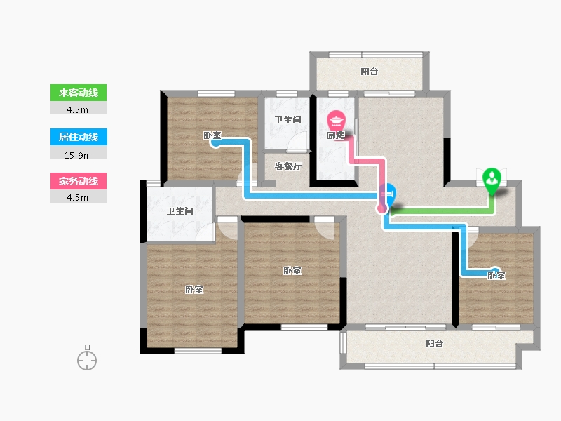 湖南省-长沙市-青竹湖曦园·天骄-128.57-户型库-动静线