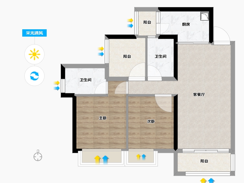 广东省-广州市-宏宇天御江畔-71.01-户型库-采光通风