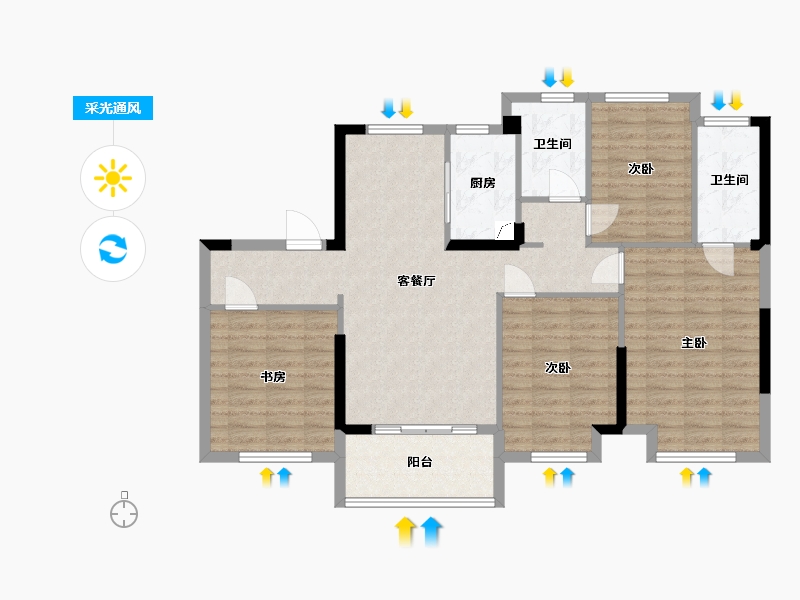 福建省-福州市-蓝光阳光城璟月-102.00-户型库-采光通风