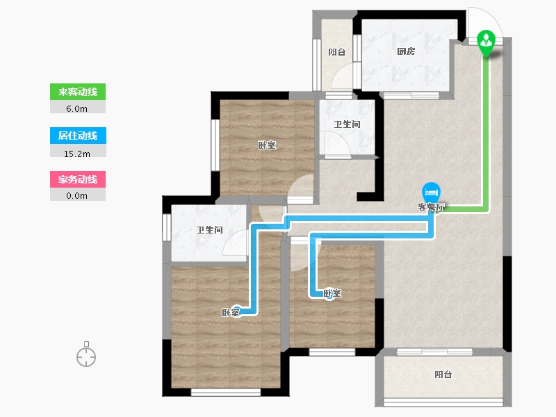 湖南省-长沙市-青竹湖曦园·天骄-83.91-户型库-动静线