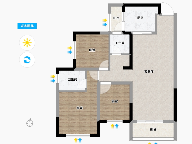 湖南省-长沙市-青竹湖曦园·天骄-83.91-户型库-采光通风