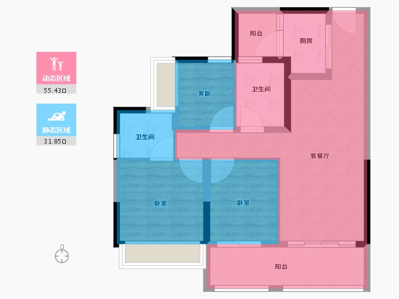 广东省-肇庆市-敏捷水映澜山-77.35-户型库-动静分区