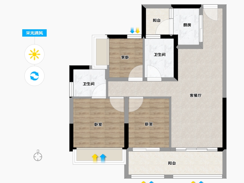 广东省-肇庆市-敏捷水映澜山-77.35-户型库-采光通风