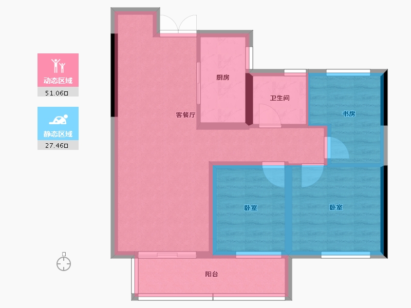 湖南省-长沙市-青竹湖曦园·天骄-69.58-户型库-动静分区