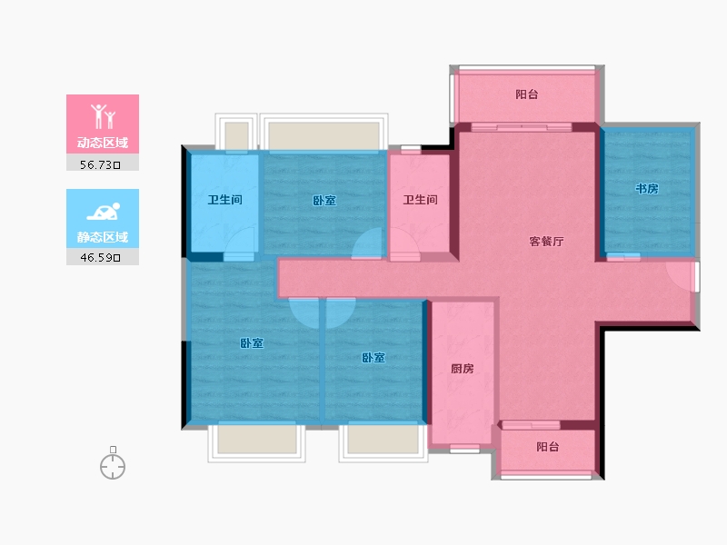 广东省-佛山市-保利华侨城云禧-91.83-户型库-动静分区