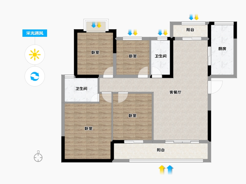 湖南省-常德市-大汉澧州龙城-111.08-户型库-采光通风