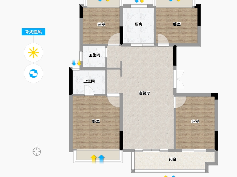 湖南省-长沙市-红星天铂-103.00-户型库-采光通风