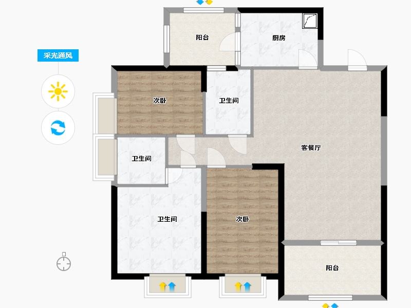 湖南省-长沙市-碧桂园天玺湾-122.00-户型库-采光通风