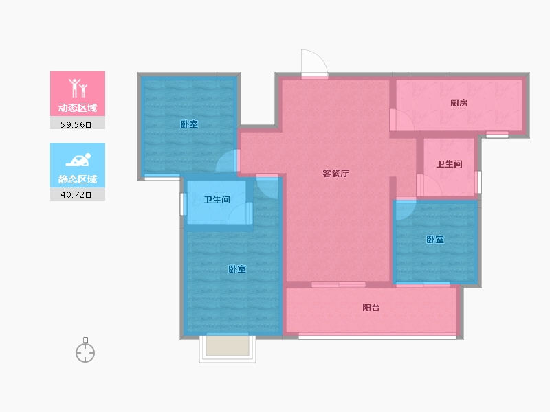 湖南省-常德市-大汉澧州龙城-88.67-户型库-动静分区