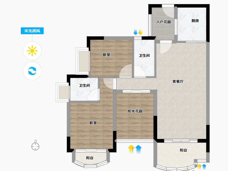 广东省-广州市-莱茵水岸-91.48-户型库-采光通风