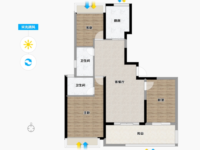 安徽省-六安市-碧桂园置地中央公园-105.99-户型库-采光通风