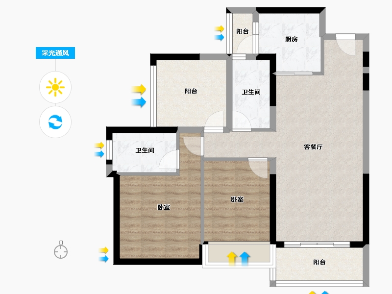 广东省-佛山市-颐安灝景湾-81.75-户型库-采光通风