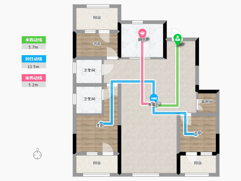 吉林省-长春市-富腾御湖壹号院-92.25-户型库-动静线