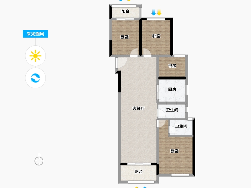 湖南省-长沙市-中海珑悦府-101.18-户型库-采光通风