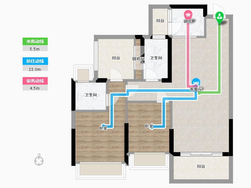 广东省-惠州市-骏宏花园-75.31-户型库-动静线