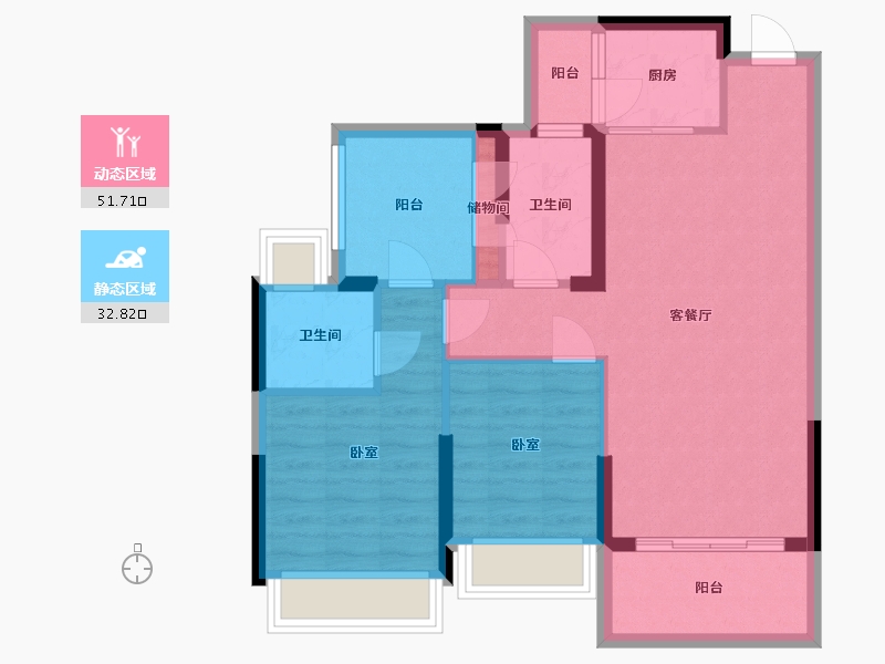 广东省-惠州市-骏宏花园-75.31-户型库-动静分区