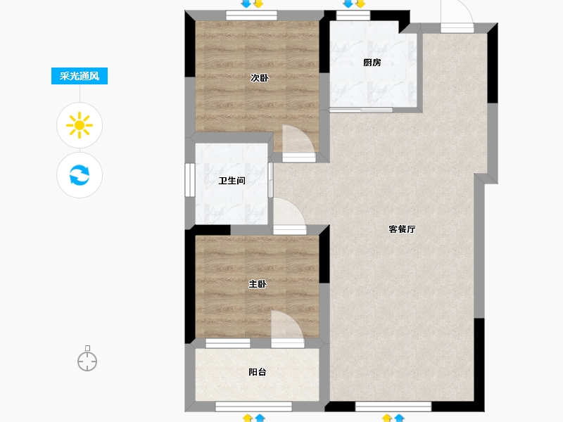 吉林省-长春市-富腾御湖壹号院-57.10-户型库-采光通风