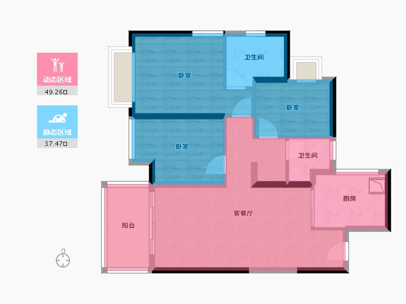 广东省-广州市-大理雅美湾-76.67-户型库-动静分区