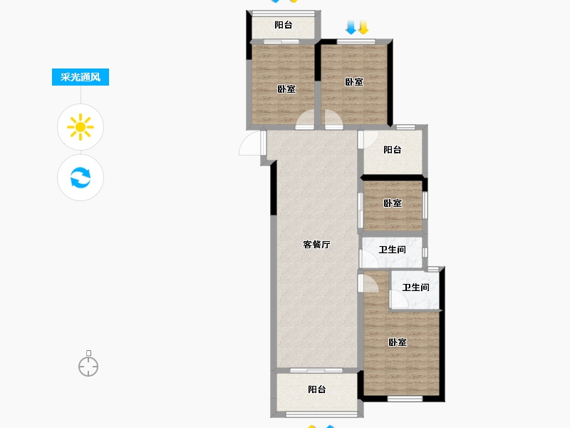 湖南省-长沙市-中海珑悦府-106.00-户型库-采光通风