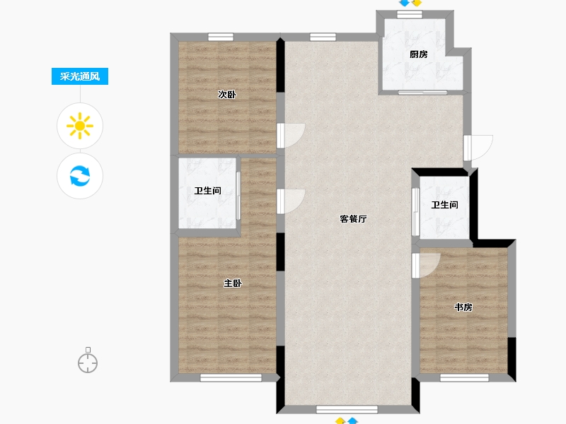 吉林省-长春市-吉盛碧海华庭-98.02-户型库-采光通风