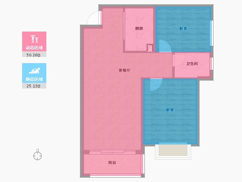 湖南省-怀化市-蔚蓝水岸-68.14-户型库-动静分区