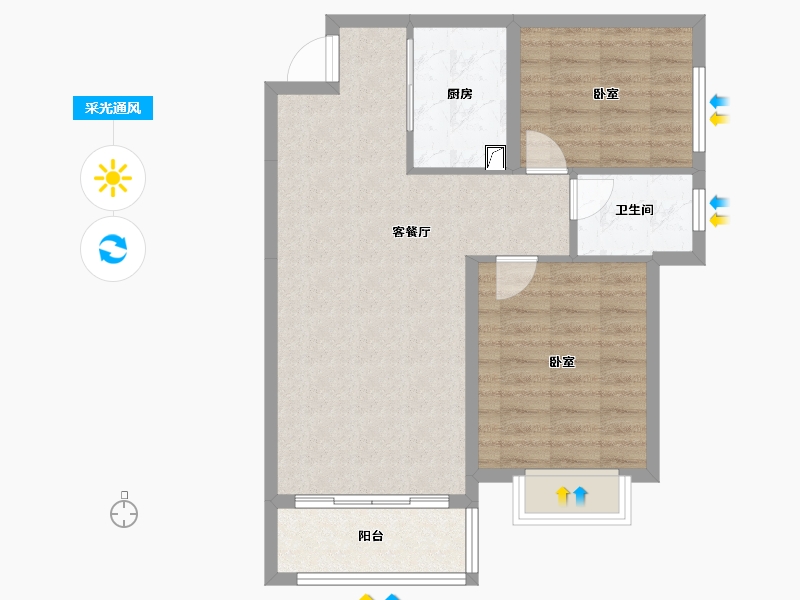 湖南省-怀化市-蔚蓝水岸-68.14-户型库-采光通风