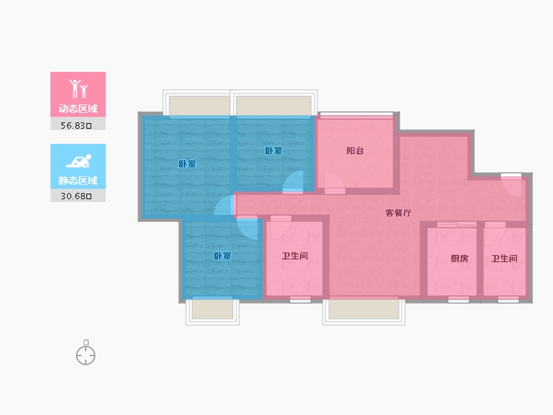 湖南省-怀化市-天润·万泉湾-75.99-户型库-动静分区