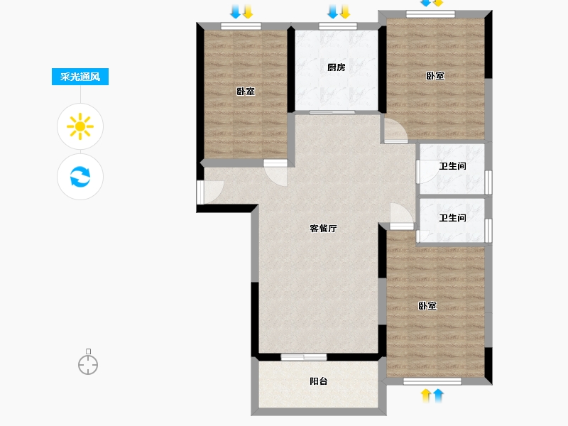 湖北省-孝感市-盛世豪庭-95.89-户型库-采光通风